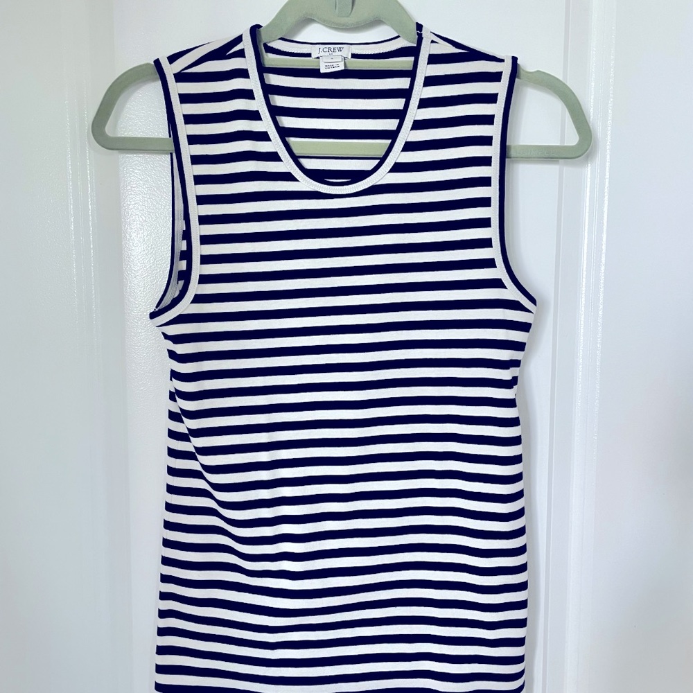NWOT J.Crew navy/white stripe cotton tank S